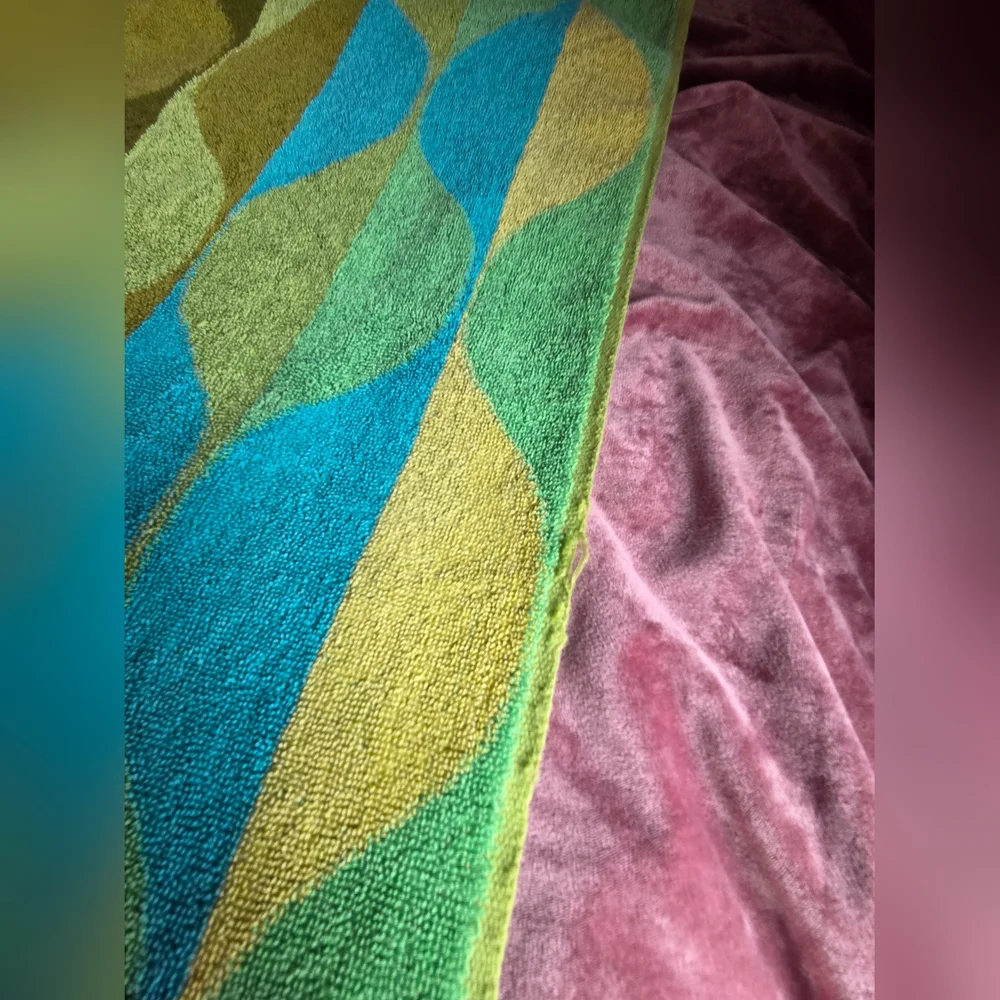 Vtg Cannon Seven Seas BATH Towel 70's Retro Fringe Cotton